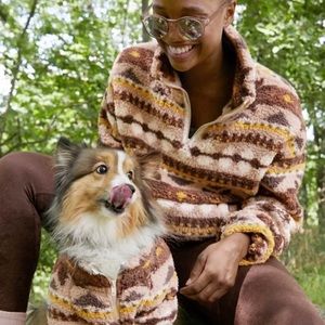 Aerie Aztec Sherpa Pull Over Quarter Zip